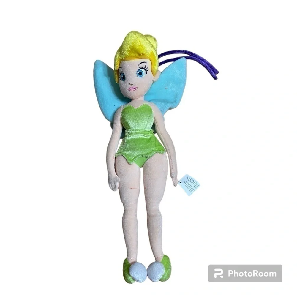 Disney Tinker Bell Plush Doll Green Fairy Peter Pan Kids Toy Stuffed